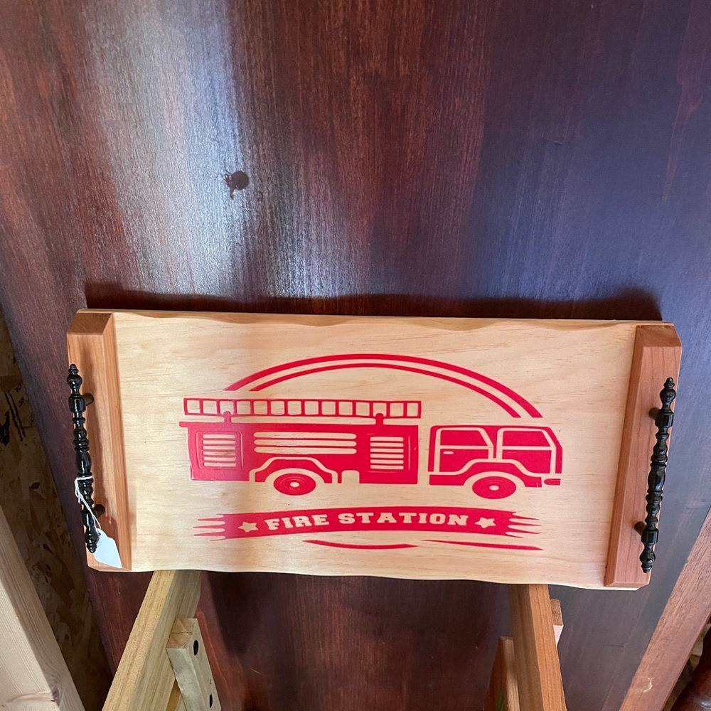 Fire truck serving tray decor